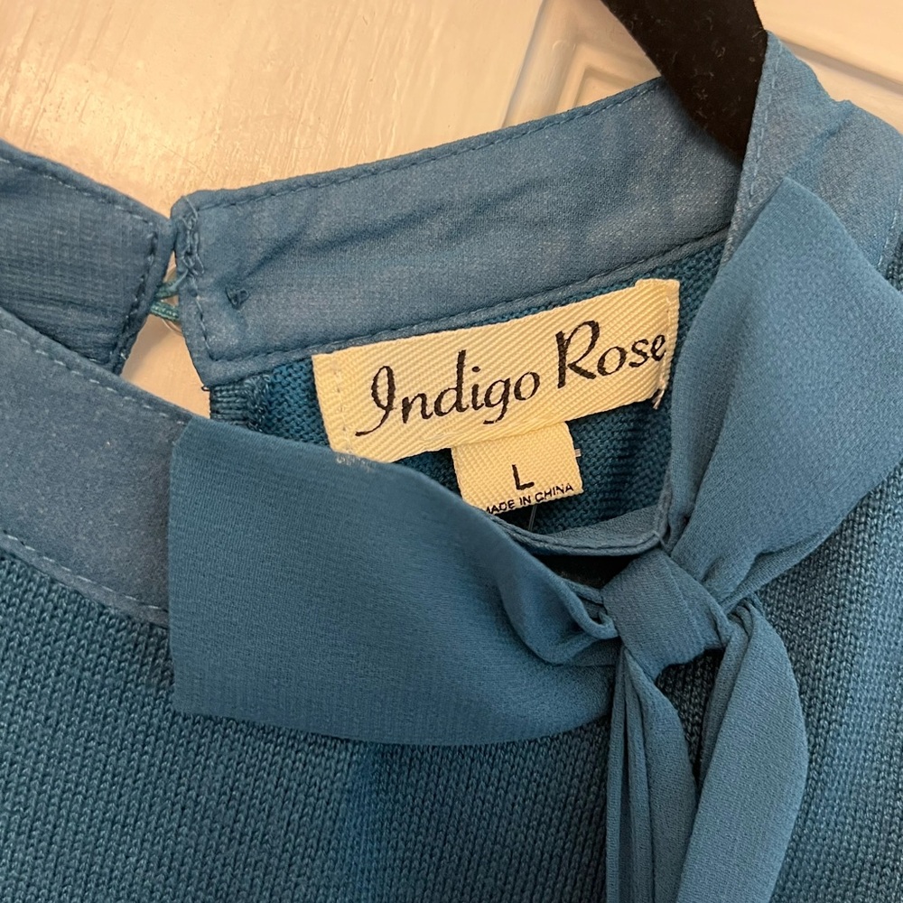 Indigo Rose Blouse with Bow